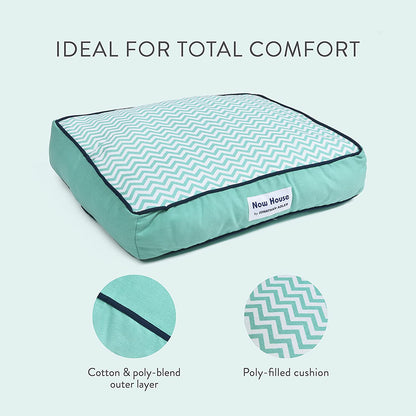 Now House for Pets by Jonathan Adler Teal Chevron Cushion Dog Bed, Large | Large Dog Bed Washable Dog Bed for Large Dogs by Now House by Jonathan Adler (FF15504)