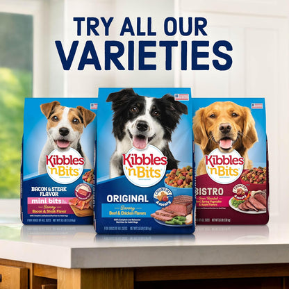 Mini Bits Small Breed Dry Dog Food, Savory Bacon & Steak Flavor for Adult Dogs, 3.5 Lb. Bag