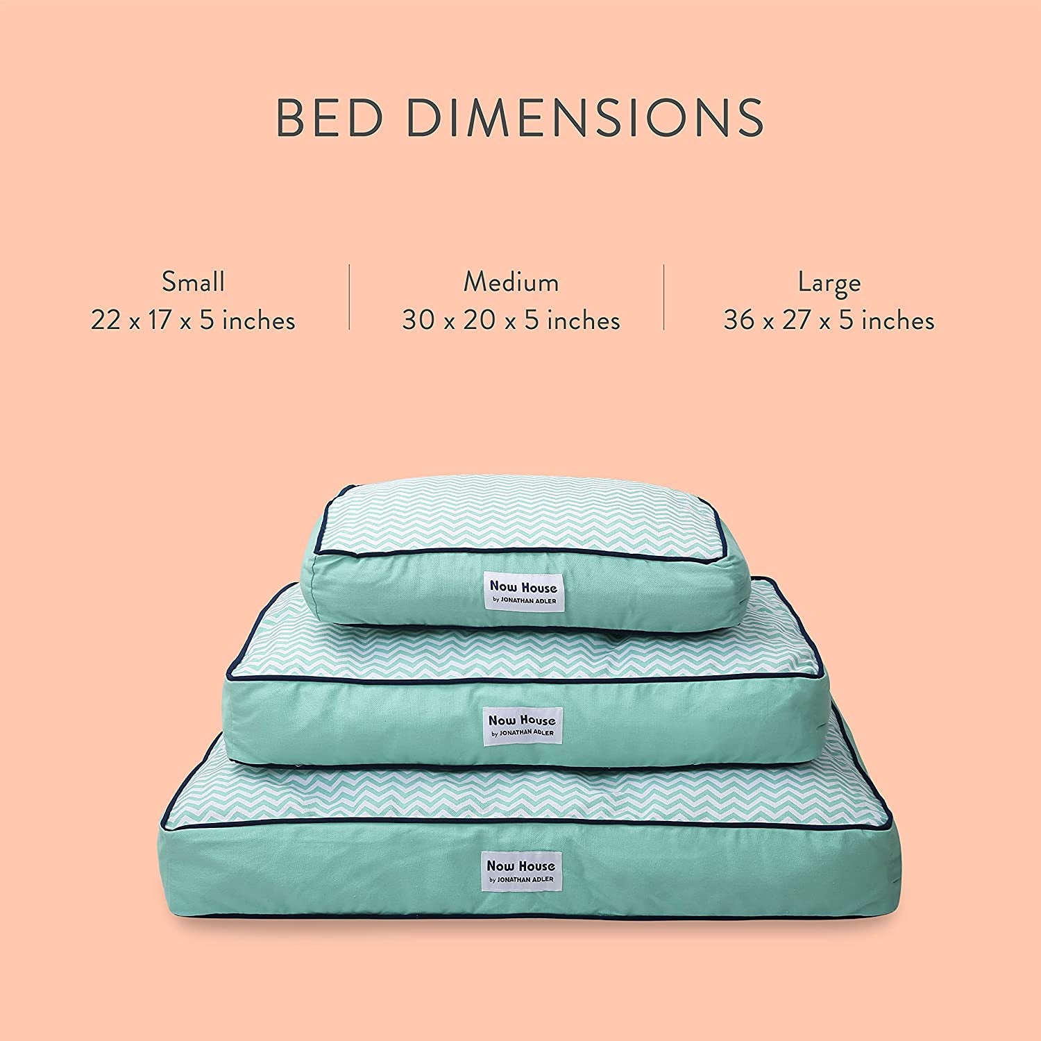Now House for Pets by Jonathan Adler Teal Chevron Cushion Dog Bed, Large | Large Dog Bed Washable Dog Bed for Large Dogs by Now House by Jonathan Adler (FF15504)
