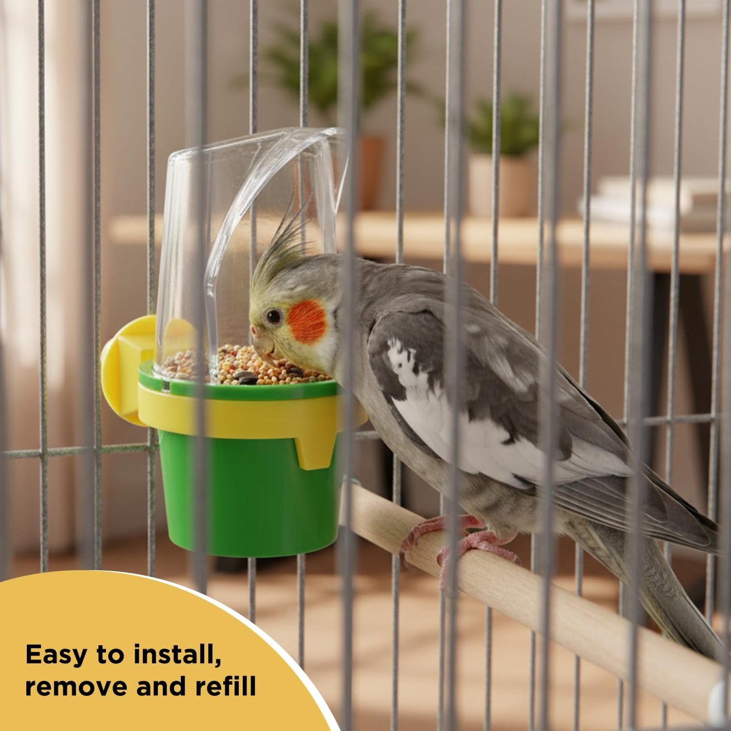 Pet Bird Cage Clean Cup Feeder & Water Cup Bird Accessory, Medium (Assorted Colors)