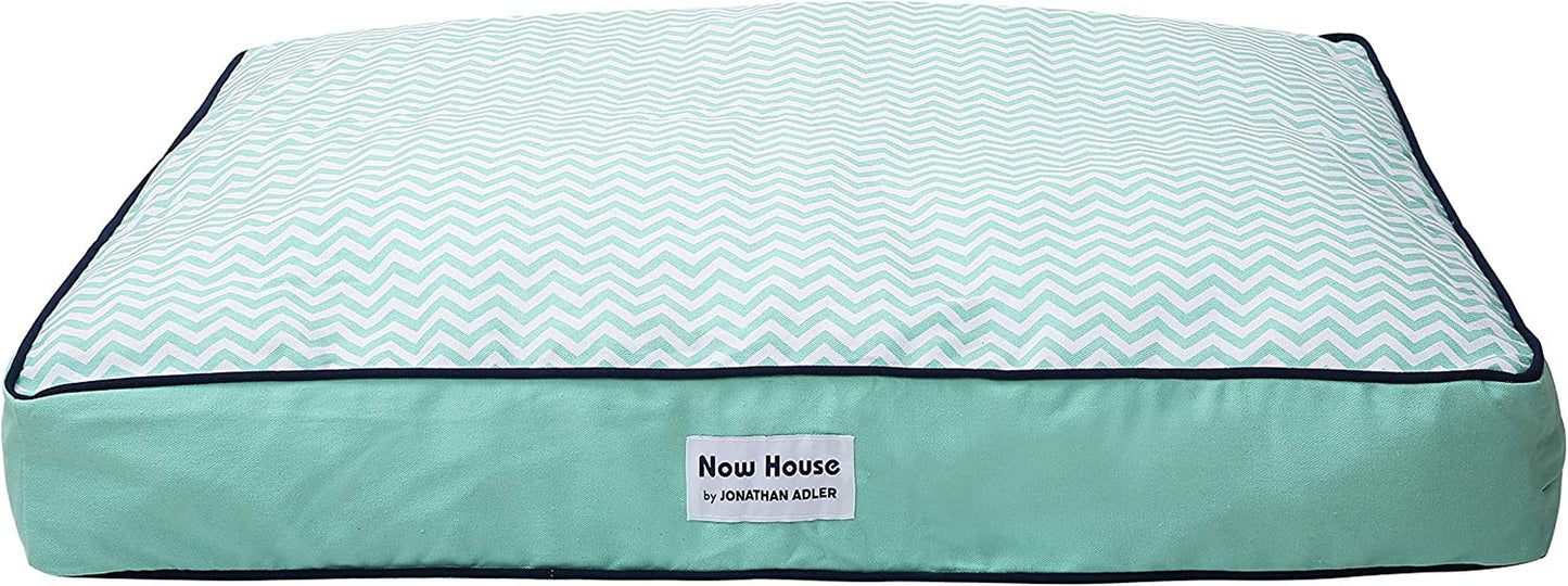 Now House for Pets by Jonathan Adler Teal Chevron Cushion Dog Bed, Large | Large Dog Bed Washable Dog Bed for Large Dogs by Now House by Jonathan Adler (FF15504)