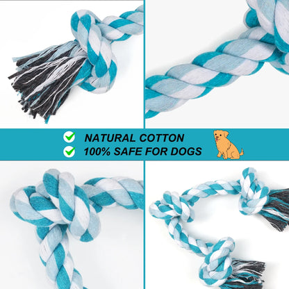 Vivifying 14 Inch Dog Rope Toys, Gift for Pets Dog Chew Toys Durable Braided Cotton Pet Chew Rope Toys 3 Knot Tough Rope Chew Toys for Small Dog Cat Puppy Teeth Cleaning Pink